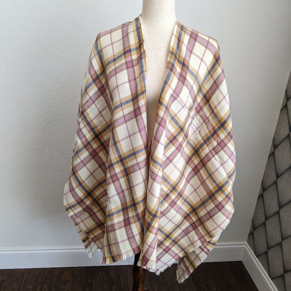 Ann Taylor Plaid Brushed Open Poncho NWT - Picture 3 of 8